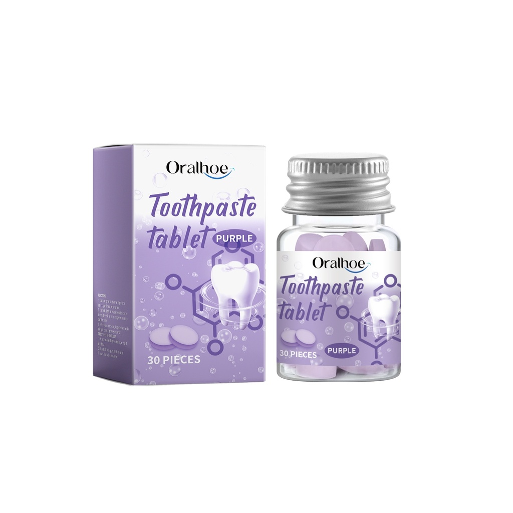 Viên nén kem đánh răng Oralhoe cho việc làm sạch sâu răng, chăm sóc răng miệng, làm sạch vết bẩn vàng, viên kem đánh răng di động