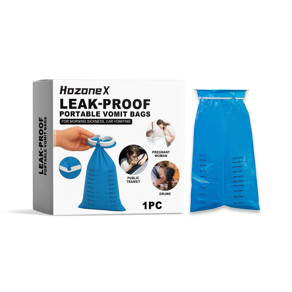 HozoneX Túi Nôn Chống Rò Rỉ Di Động Dành Cho Xe Cộ, Phổ Thông Dành Cho Trường Học, Đóng Gói, Chống Mùi, Hoạt Động Một Tay, Bao Bì Độc Lập