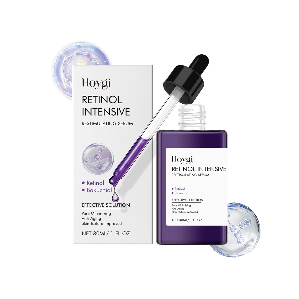 Serum Retinol Hoygi nhẹ nhàng cấp ẩm và dưỡng ẩm cho làn da mặt mềm mại, serum chăm sóc da hàng ngày.