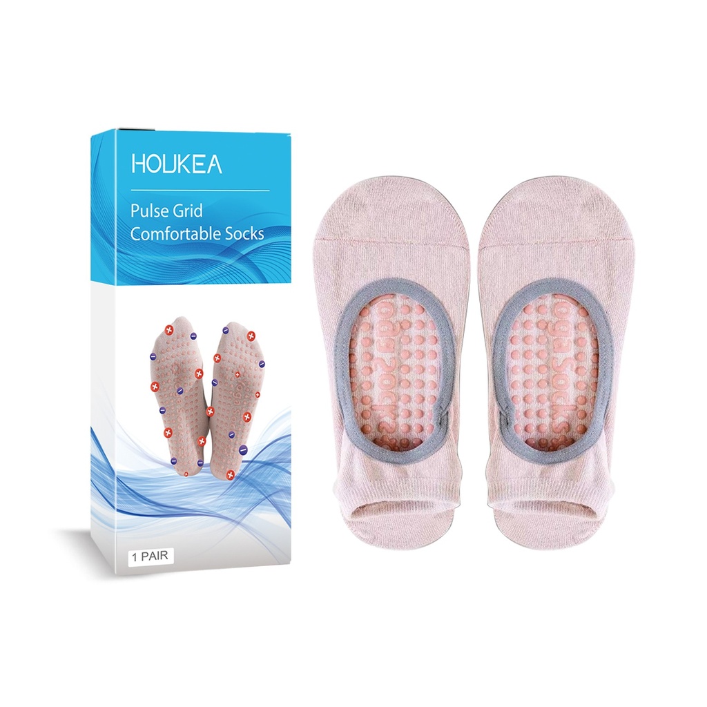 Houkea Ion Yoga Socks, Massage chân để thư giãn cơ thể và tâm trí, tất thể thao đàn hồi thân thiện với da, thoáng khí, không trượt