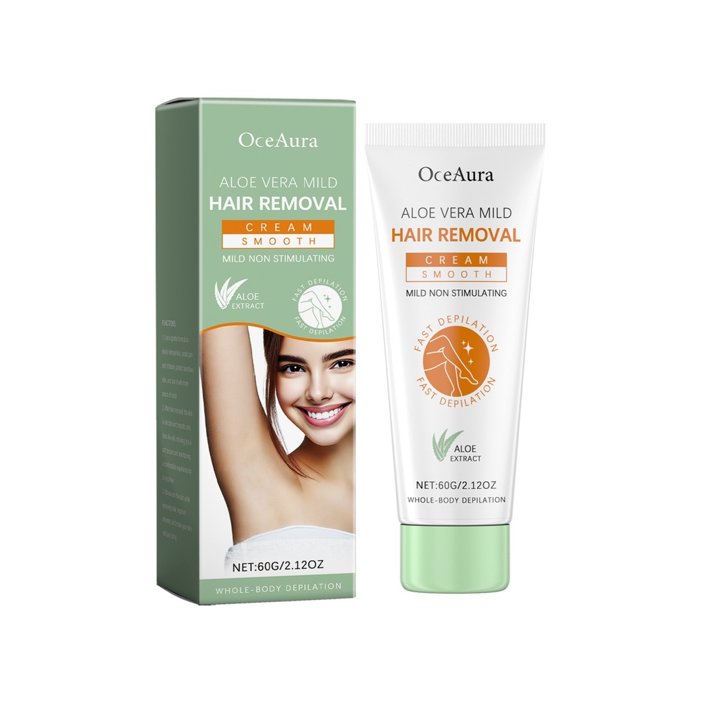 Kem tẩy lông làm dịu aloe Vera OceAura thành phần dịu dàng dưỡng ẩm sạch sẽ mịn màng và chăm sóc da cơ thể tinh tế