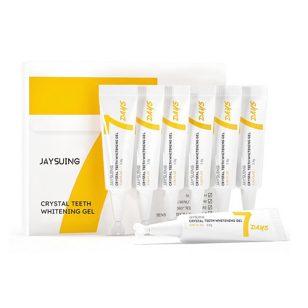 Gel tẩy trắng răng crystal Jaysuing, làm sạch các vết ố răng, nướu vàng và tinh chất chăm sóc răng.