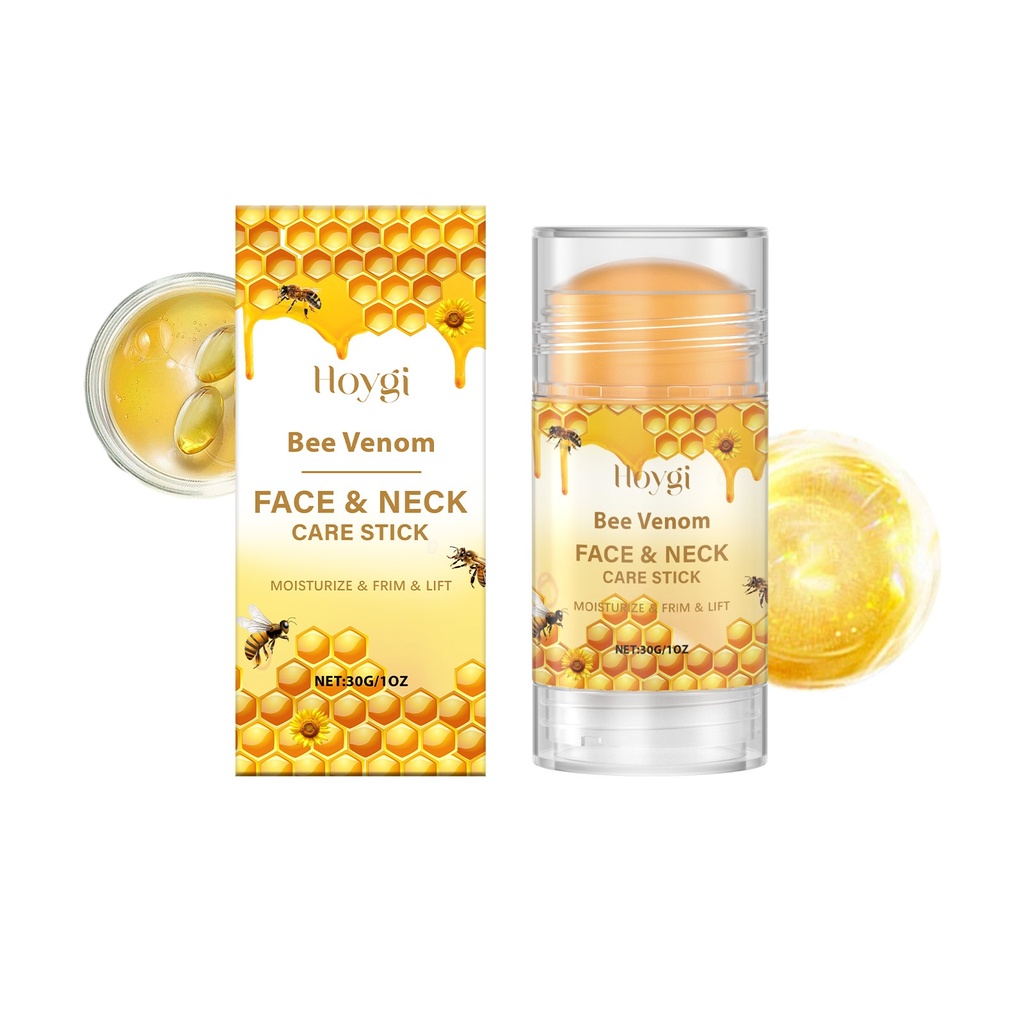 Que điều trị độc tố ong Hoygi cung cấp độ ẩm, làm săn chắc, làm sáng, dưỡng ẩm cho da mặt và cổ