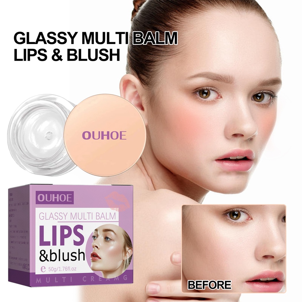 Kem môi đỏ mặt đa năng OUHOE, cấp ẩm cho môi và da, đa năng chống nước mà không tẩy trang
