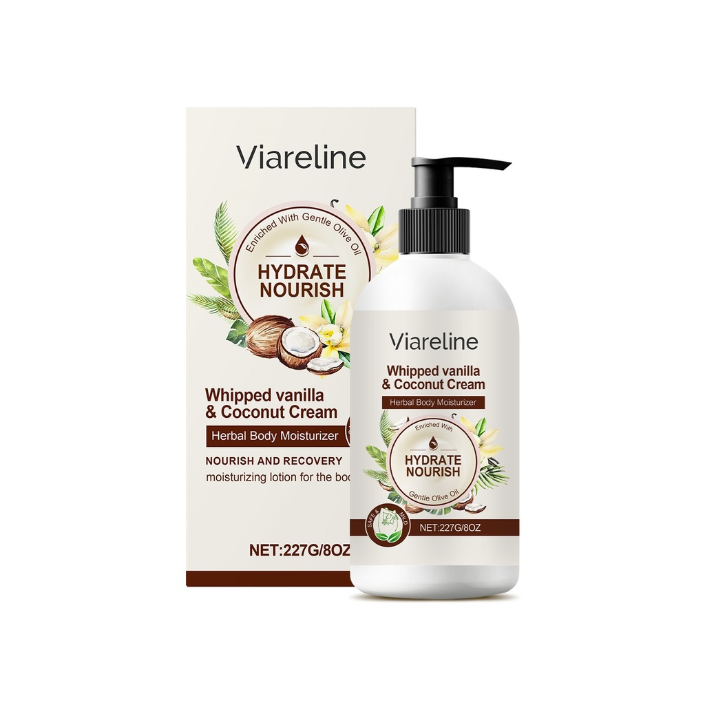 Viareline Kem Dưỡng Ẩm Cơ Thể Dừa Dưỡng Ẩm Da Co Dãn, Dưỡng Ẩm Mượt Mà Và Bóng Mượt
