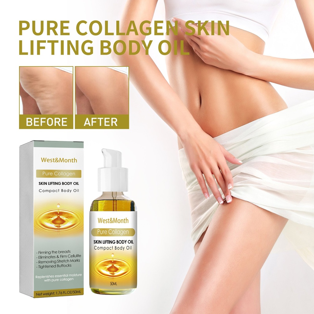 Dầu cơ thể nâng cơ collagen tinh khiết West&Month, Dầu làm săn chắc cơ thể chống da cam tạo hình nâng cơ đẹp