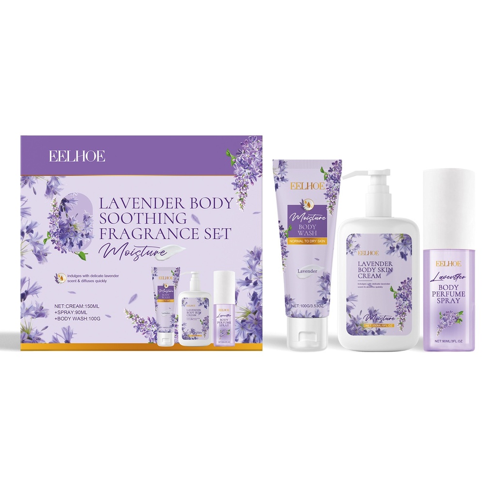 EELHOE Bộ Quà Tặng Nước Hoa Thư Giãn Lavender, Bộ Chăm Sóc Da Cấp Nước Nhẹ Nhàng