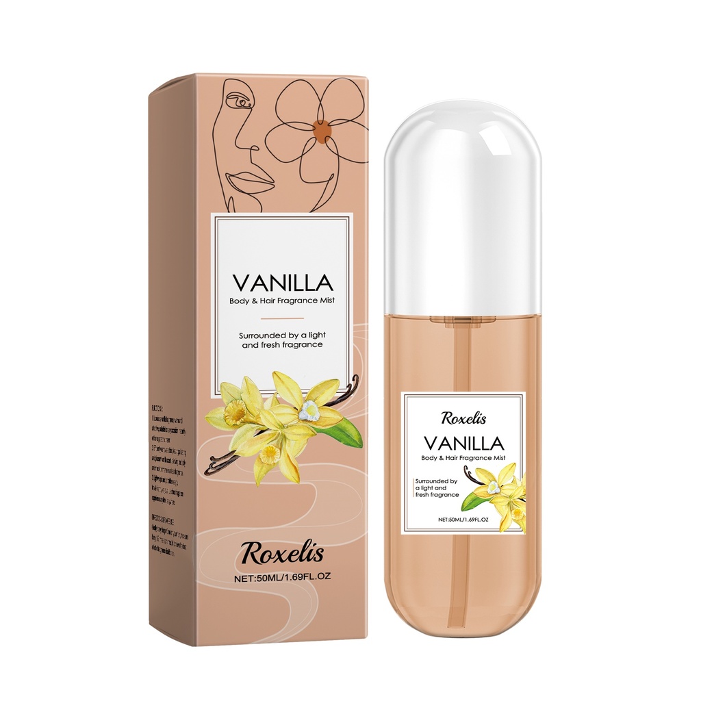 Xịt Nước Hoa Cơ Thể Roxelis Vanilla Hương Tươi Mát Nhẹ Tự Nhiên Lâu Dài Xịt Nước Hoa Cơ Thể và Tóc Hàng Ngày