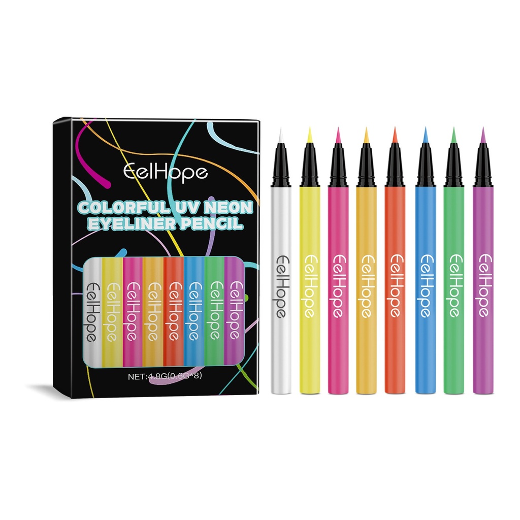 Eelhope Eyeliner Lỏng Neon 8 Màu, Màu Mịn Mượt, Dưỡng Ẩm, Lâu Trôi