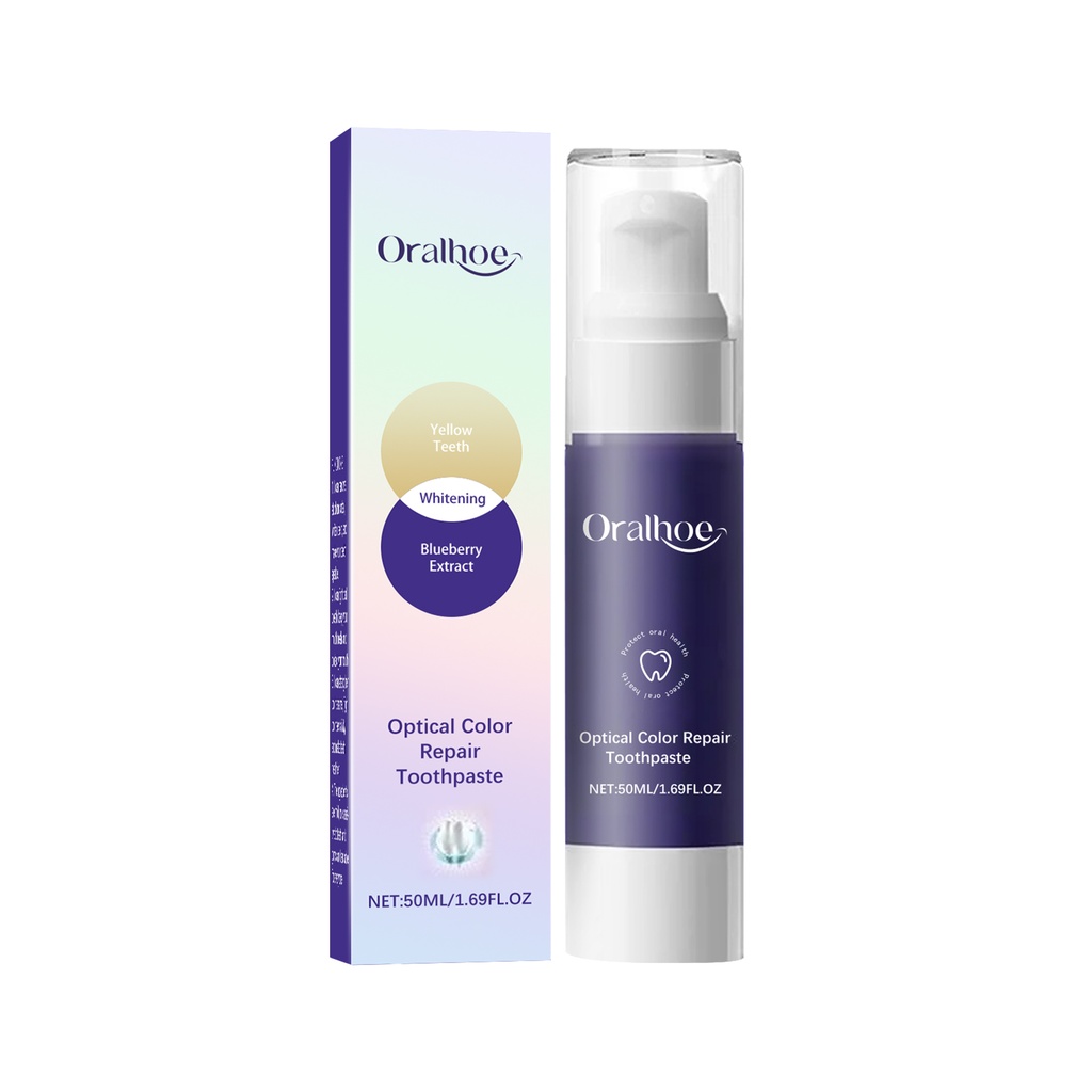 Kem đánh răng Oralhoe Purple Shine Làm sạch vết bẩn răng, vết bẩn khói, Bùi nhùi răng bóng, chăm sóc miệng tươi mới