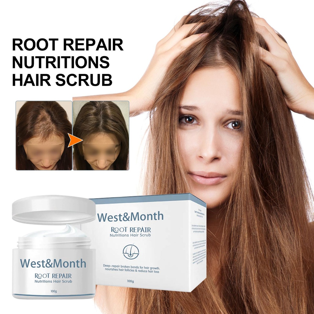 Tẩy tế bào chết tóc dinh dưỡng West&Month, phục hồi tóc hư tổn cung cấp độ ẩm cho chân tóc chống rụng tóc