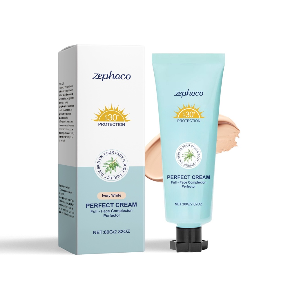zephoco Kem nền dưỡng ẩm trắng ngà nhẹ nhàng, bổ dưỡng, nhẹ và mỏng cho trang điểm, mịn, trong suốt và bảo vệ