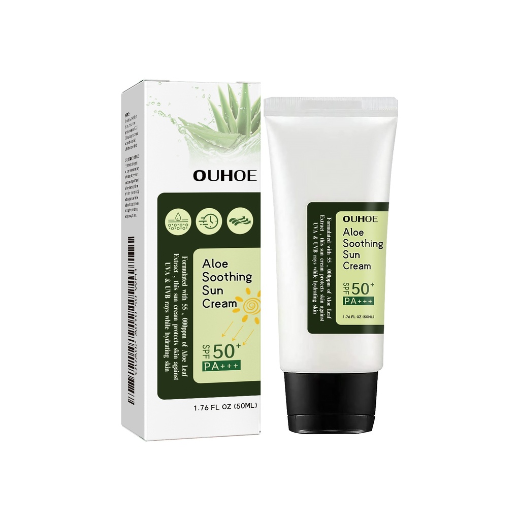 Kem Bảo Vệ Aloe Vera OUHOE, Kem Bảo Vệ UV Cô Lập Tươi Mát, Cấp Nước