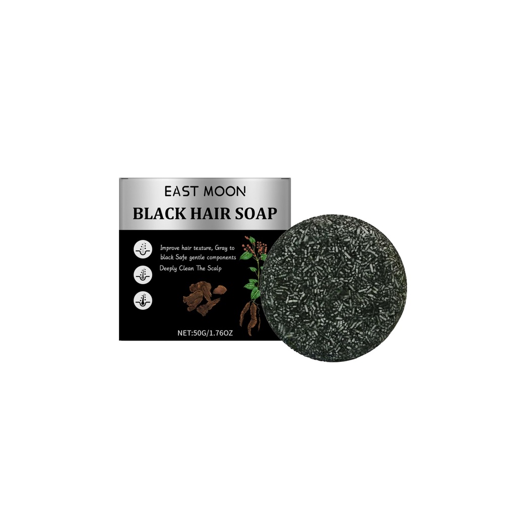East Moon Men Bamboo Charcoal Black Hair Soap, Solid Hair Care, Clean Scalp, Smooth Black Hair Repair And Nourish Hair Roots