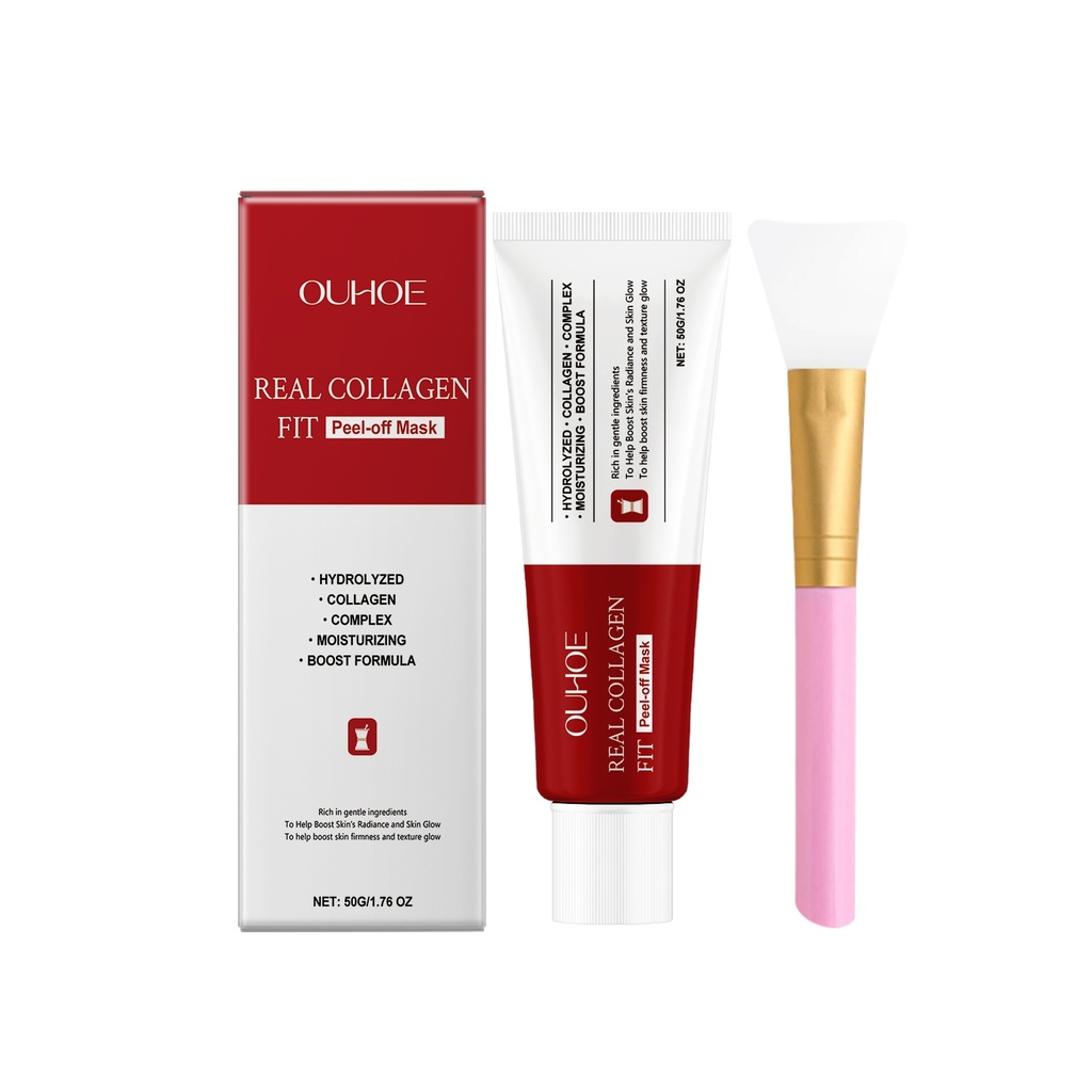 OUHOE Mặt Nạ Peelable Collagen (Có Dụng Cụ) Dưỡng Chất, Cung Cấp Độ Ẩm, Làm Mềm, Se Khít, Tăng Độ Đàn Hồi và Mang Lại Làm Sáng Tự Nhiên
