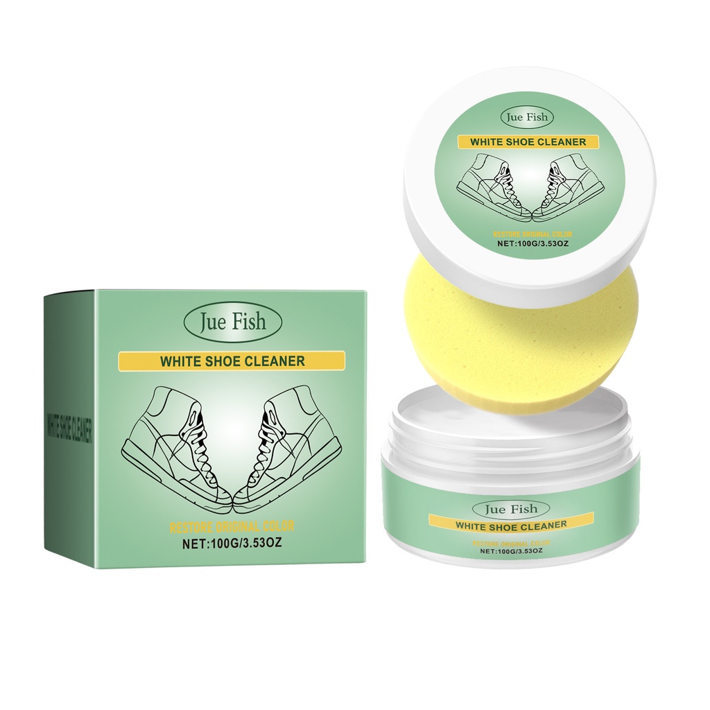Jue-Fish White Shoe Cleaning Cream Sạch Túi Da Giày Nhỏ Trắng Bảo Trì Miễn Phí Rửa Bảo Quản Portable Cleaning Cream