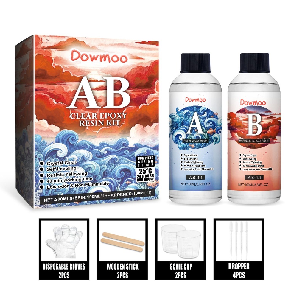 Chất tăng cứng Epoxy Dowmoo, Bộ làm tại nhà Kiện tay đá tinh thể cao DIY Kit