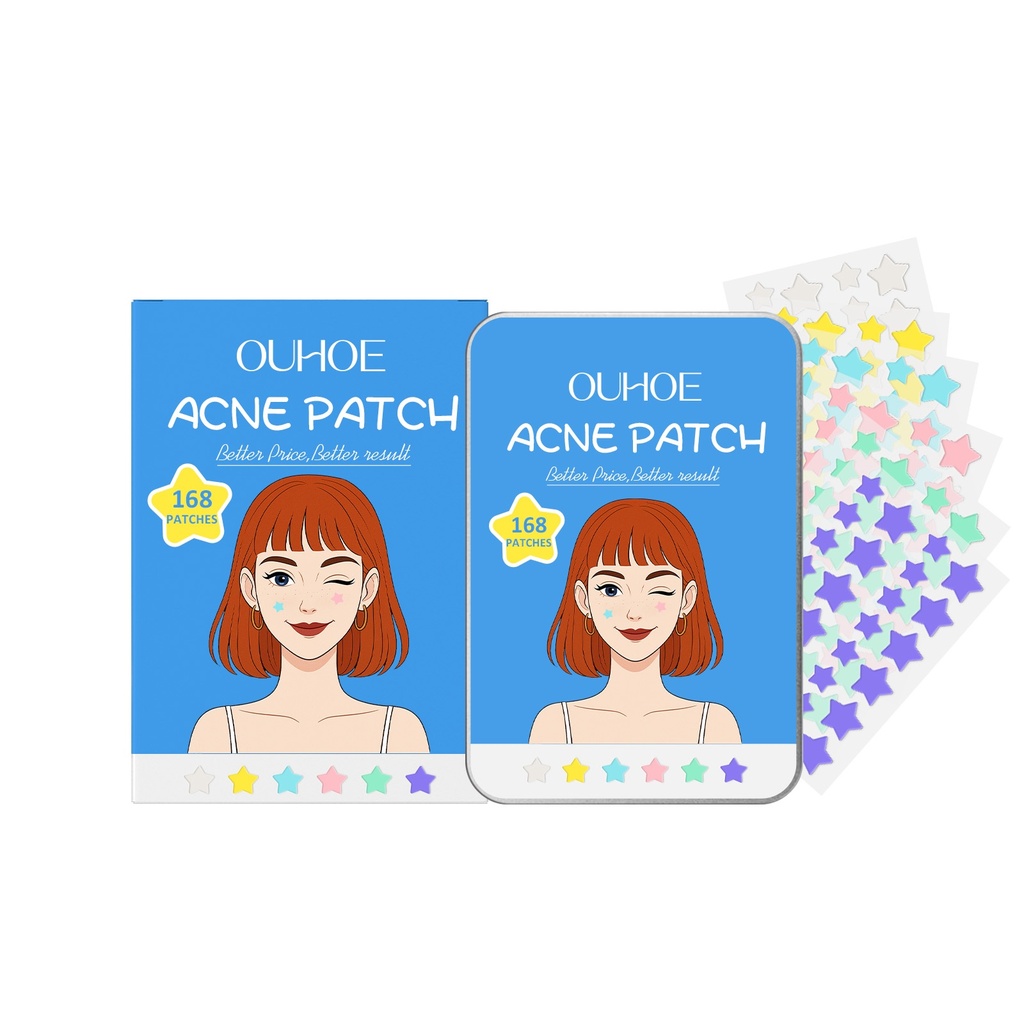 Miếng Dán Chống Mụn Hình Sao OUHOE Là Miếng Dán Chăm Sóc Mụn Nhẹ Nhàng, Làm Sạch Và Dưỡng Ẩm Da Mặt Hằng Ngày.