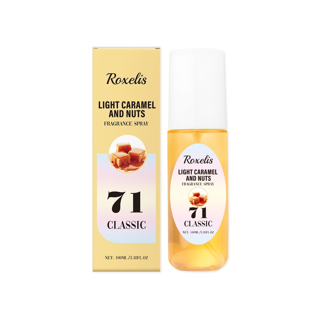 Xịt cơ thể Roxelis Light Caramel, hương thơm tươi mát kéo dài cho cơ thể