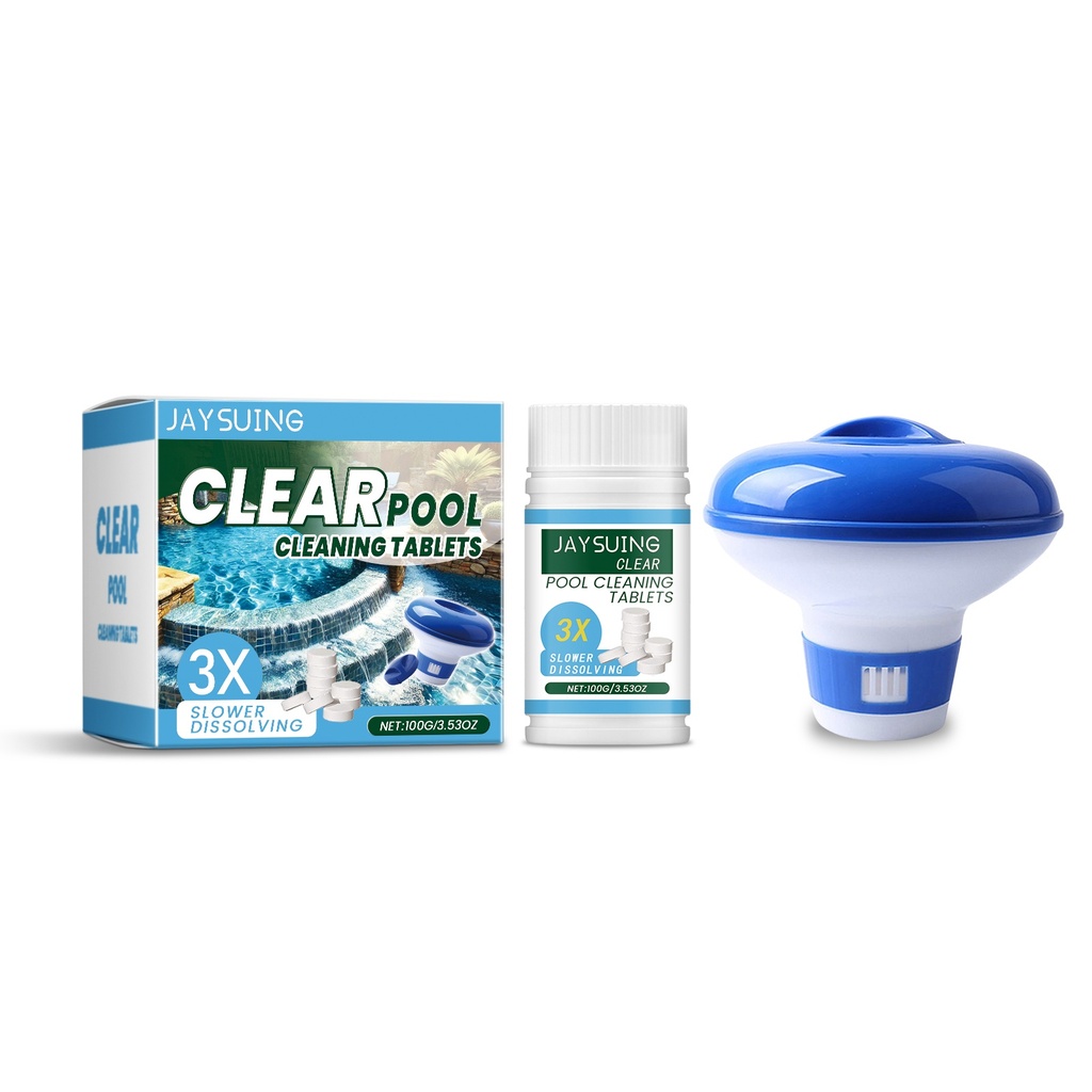 Jaysuing Viên nén bơi effervescent, làm sạch bể bơi ngay lập tức, Clo effervescent, viên điều trị nước hồ bơi