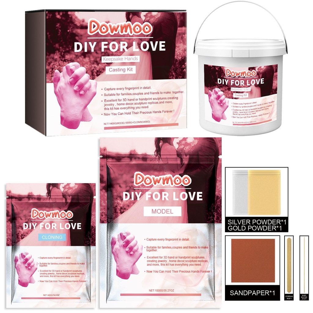 Dowmoo Couple Hand Model Clone Powder, quà tặng DIY Ngày Valentine, mô hình tay 3D thủ công sáng tạo trang trí nhà