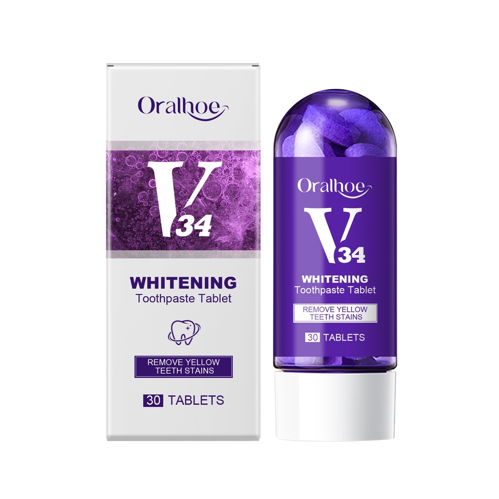 Viên Nén Đánh Răng Trắng Oralhoe, Làm Sạch Răng Vàng và Chăm Sóc Hơi Thở, Viên Nén Sạch Di Động