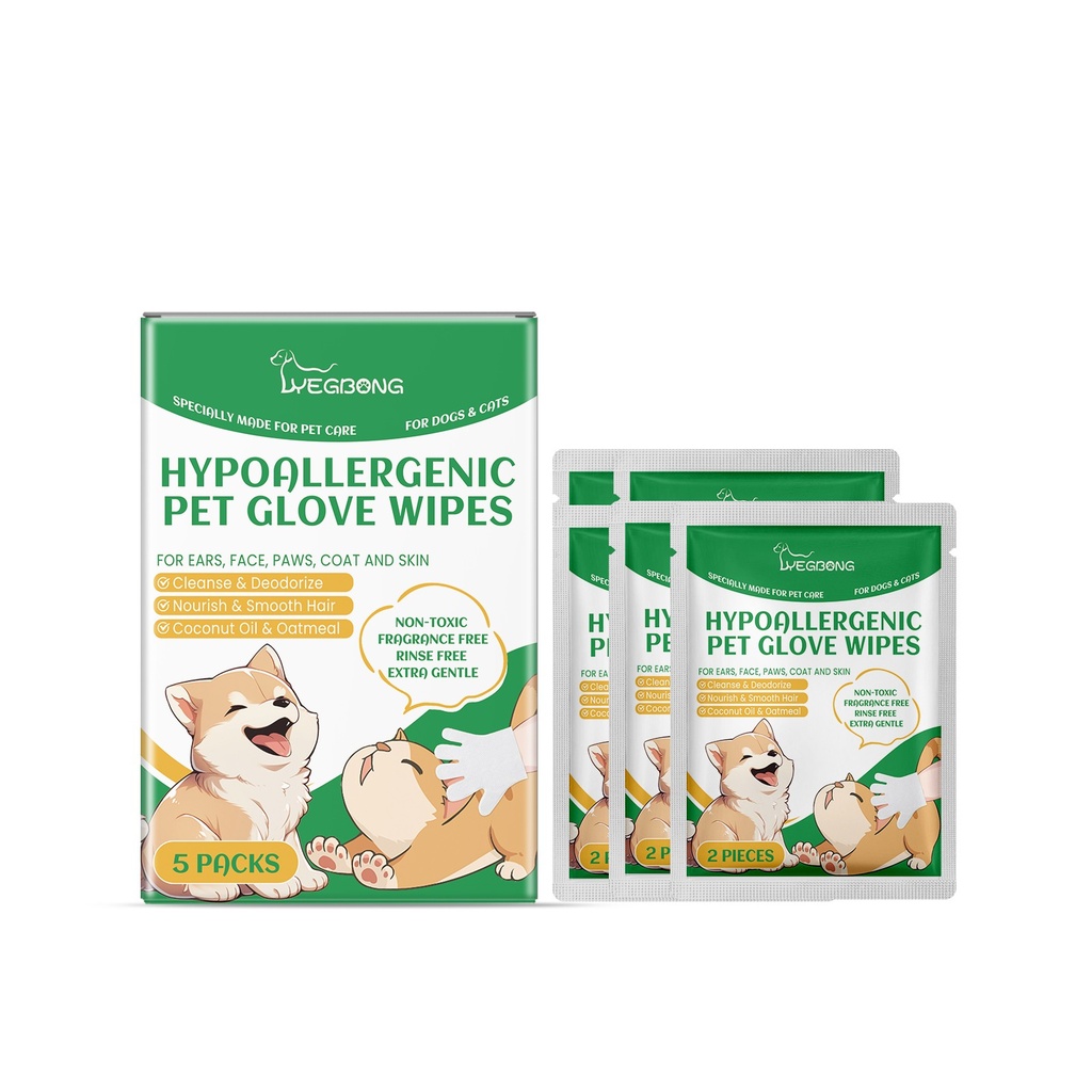Yegbong Pet Disposable Cleaning Gloves Dog Cat Hair And Skin Gentle Cleaning Care Gloves