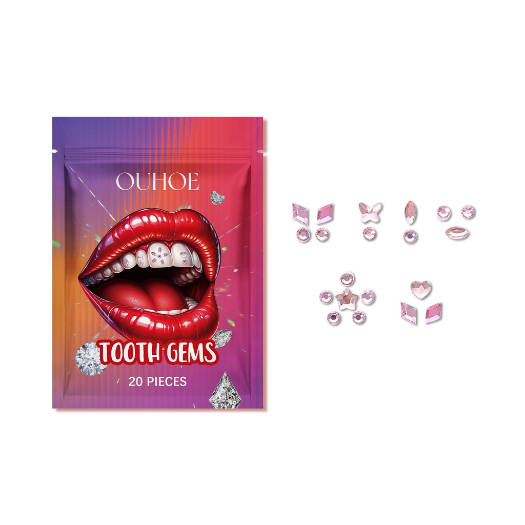 OUHOE Đá Kim Cương Nha Khoa Crystal Sparkle Đá Kim Cương Trang Trí Thời Trang Đẹp Nhằm Nâng Cao Nụ Cười Nhẹ Cầm Tay Crystal Đá Kim Cương Nha Khoa