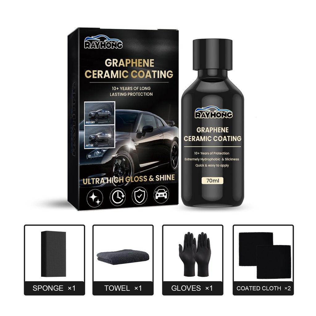Rayhong Graphene Ceramic Coating, Super Water Plating Crystal Coating Waterproof Coating Sealing Glaze Maintenance Car Paint