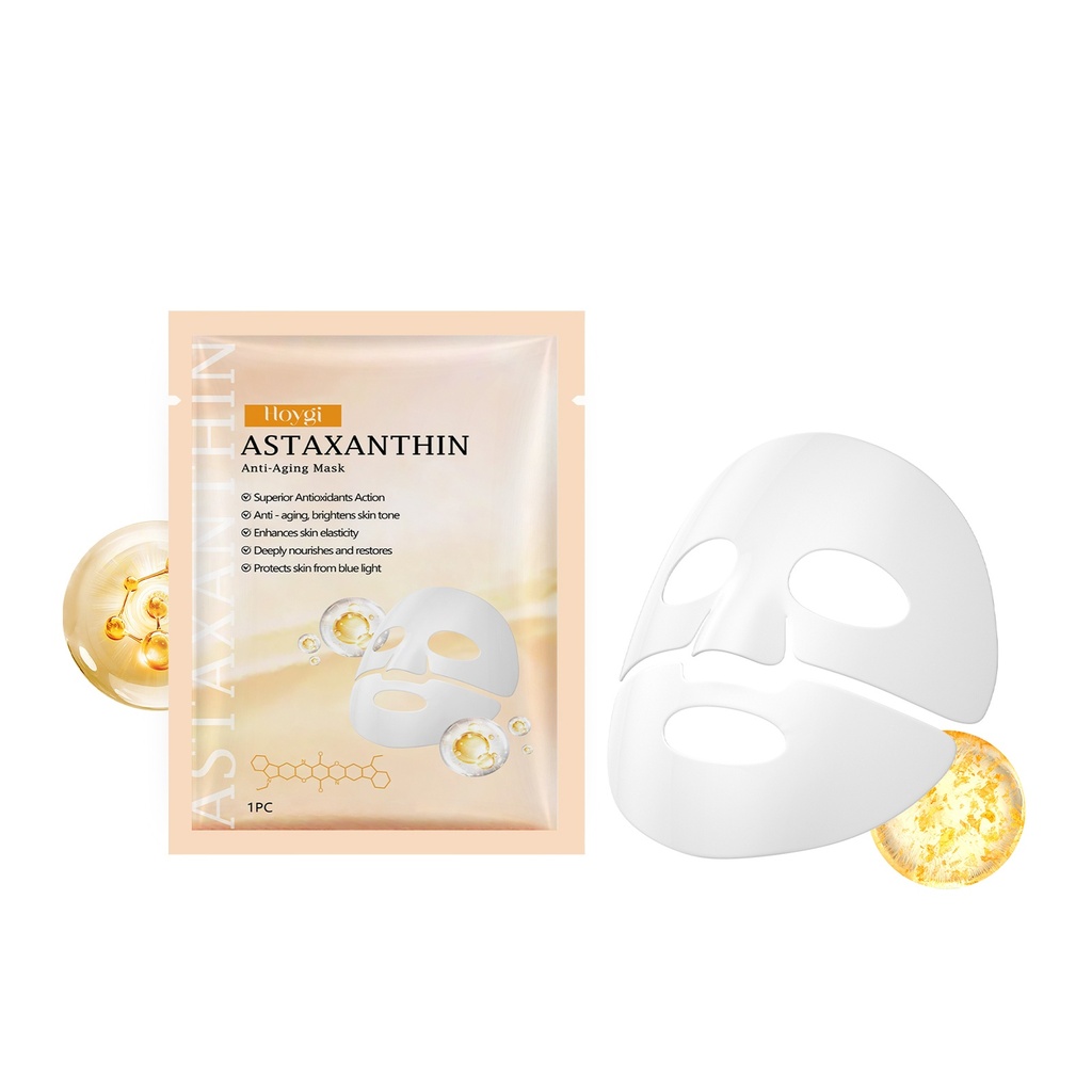 Mặt nạ chống lão hóa Hoygi Astaxanthin (túi) là mặt nạ mặt nhẹ nhàng, mịn màng, dịu dàng, cung cấp độ ẩm và làm mềm da.