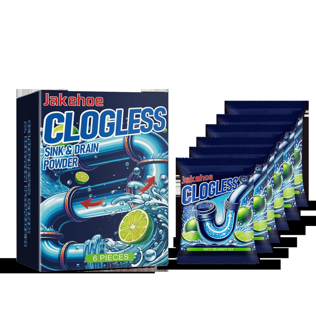 Bột thông tắc ống Jakehoe (Hộp) Giải phóng ống cống nhà bếp và nhà vệ sinh, loại bỏ mùi hôi, làm sạch dầu mỡ và tắc nghẽn