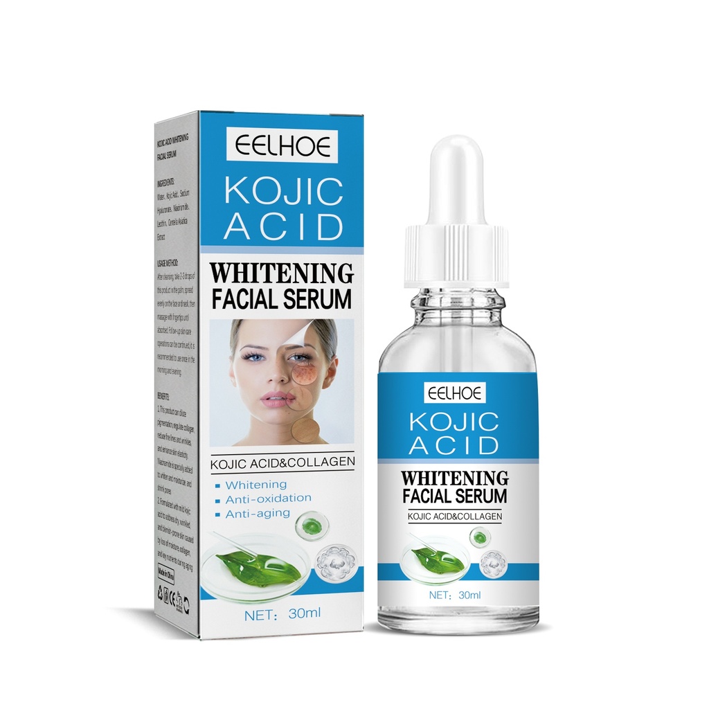 EELHOE Kojic Acid Whitening Facial Essence, Chăm sóc da mặt săn chắc và nuôi dưỡng, Cung cấp độ ẩm cho da và làm mờ các nếp nhăn và vết đốm