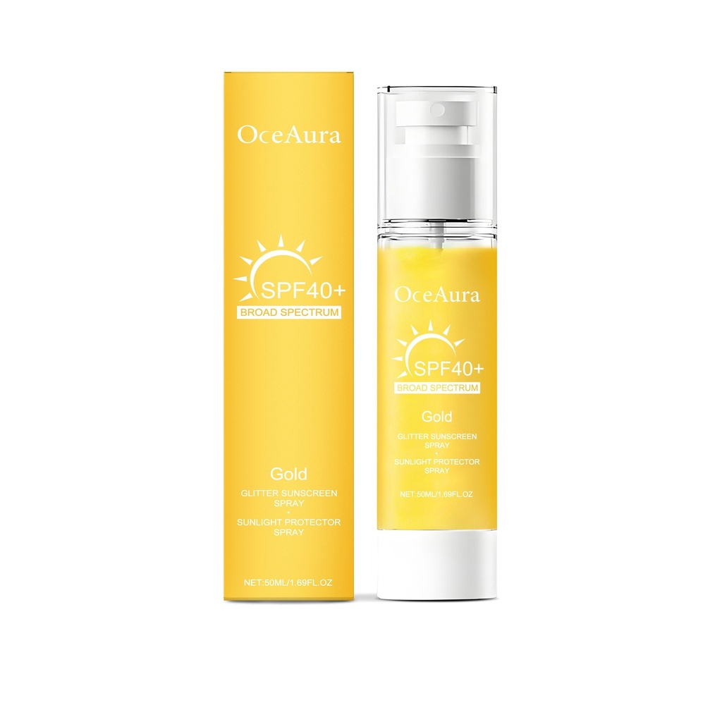 OceAura Xịt Bảo Vệ Phát Sáng, Dành Cho Chăm Sóc Da Toàn Thân Khi Ở Ngoài Trời, Xịt Bảo Vệ Bột Lấp Lánh, Làm Sáng Và Cấp Ẩm