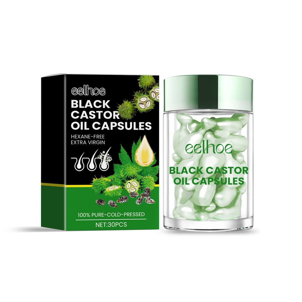 Gélule tóc chặt Eelhoe Castor Oil, sửa chữa hư tổn tóc, nuôi dưỡng mềm mượt, chăm sóc tóc sáng bóng và chặt