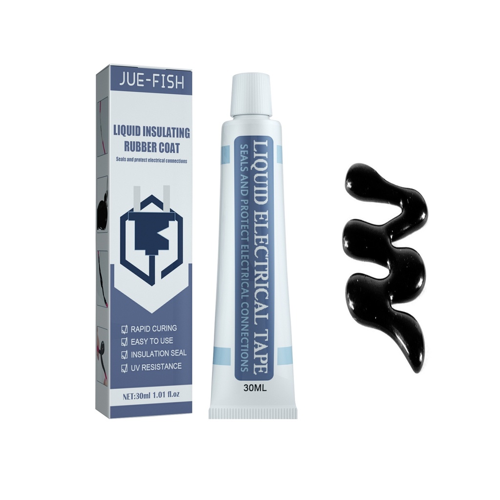 Băng keo cách điện lỏng Jue-Fish (Đen 30ml), Keo bịt ắc quy lithium, Liên kết chống thấm bảng mạch, Chống cháy, Chống nhiệt độ cao