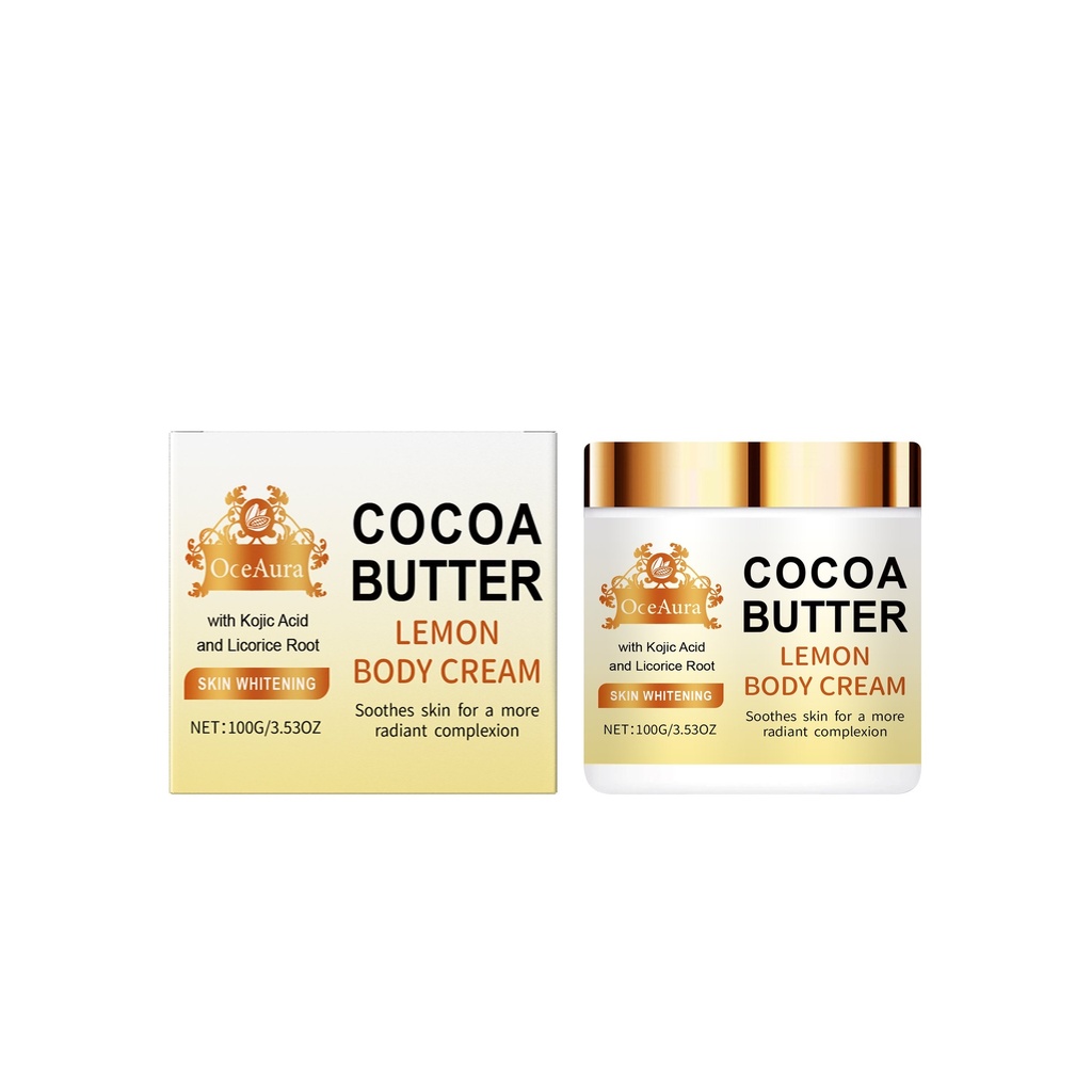 Kem dưỡng ẩm bơ cacao chanh OceAura, cung cấp độ ẩm cho da cơ thể, làm săn chắc những nếp nhăn nhẹ và không gây dính.