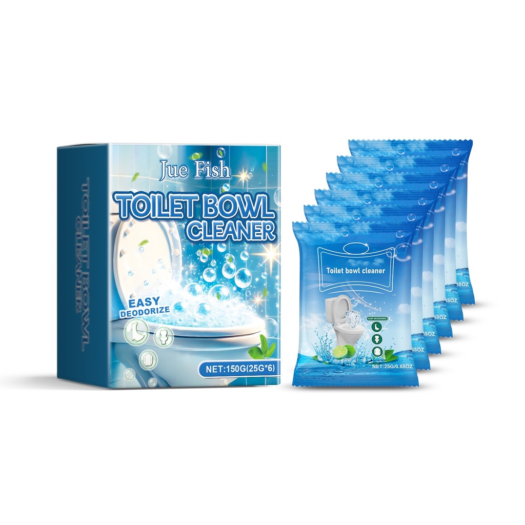 Bột tẩy rửa toilet Jue-Fish, bột tẩy rửa nhà vệ sinh gia đình, đánh bay vết bẩn cứng đầu, bột làm sạch bọt