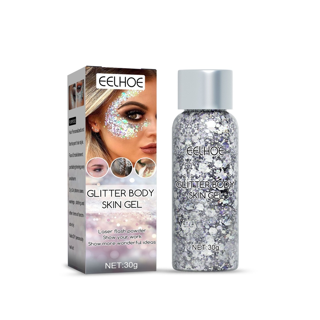 EELHOE Gel da lấp lánh (Bạc) Đồ trang điểm Gel sequin vảy cá Đạo cụ trang điểm sân khấu Phấn mắt