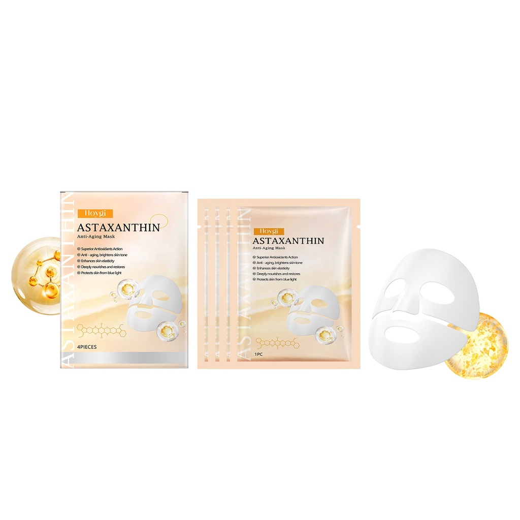 Mặt nạ chống lão hóa Hoygi Astaxanthin (bộ hộp) là mặt nạ mặt nhẹ nhàng, mịn màng, dịu dàng, cung cấp độ ẩm và làm mềm da.