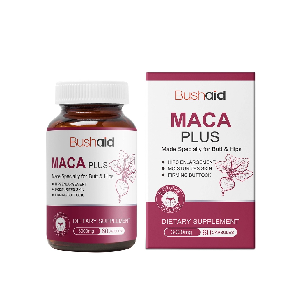 Viên uống BushAid Maca Butt Capsule Thành phần nhẹ Dưỡng ẩm hàng ngày và làm săn chắc da cơ thể Chăm sóc mông