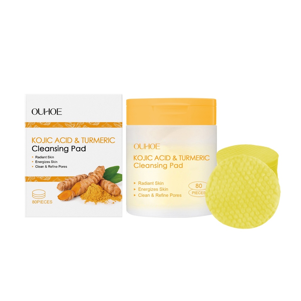 Miếng tẩy rửa Turmeric Acide Kojic OUHOE Dung dịch làm sạch mặt nhẹ nhàng không gây kích ứng lỗ chân lông