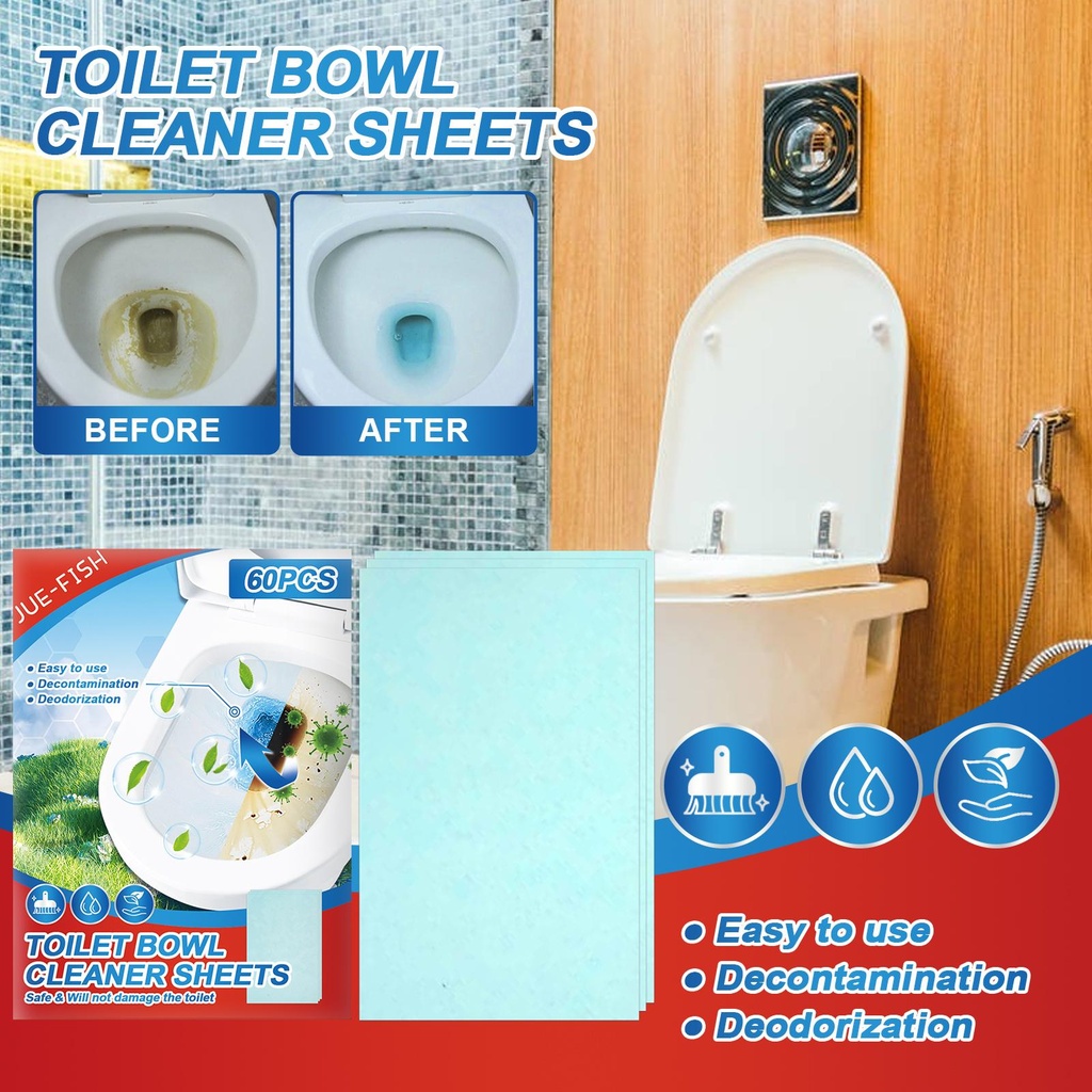 Viên tẩy rửa toilet Jue-Fish, khử mùi toilet, loại bỏ cặn, vết ố vàng, viên làm sạch cống toilet.