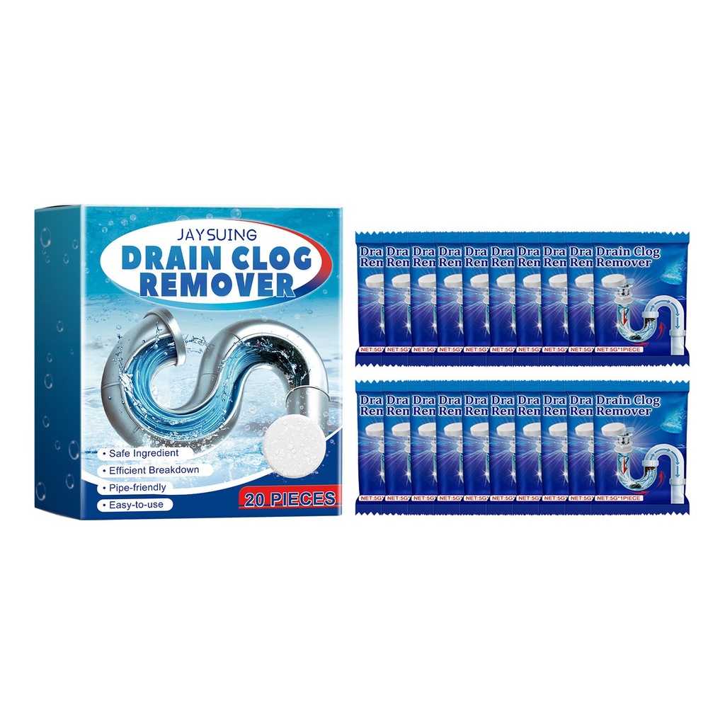 Viên vệ sinh ống nước Jaysuing, làm sạch ống thoát nước bếp và nhà tắm, loại bỏ mùi hôi do chất béo và tóc