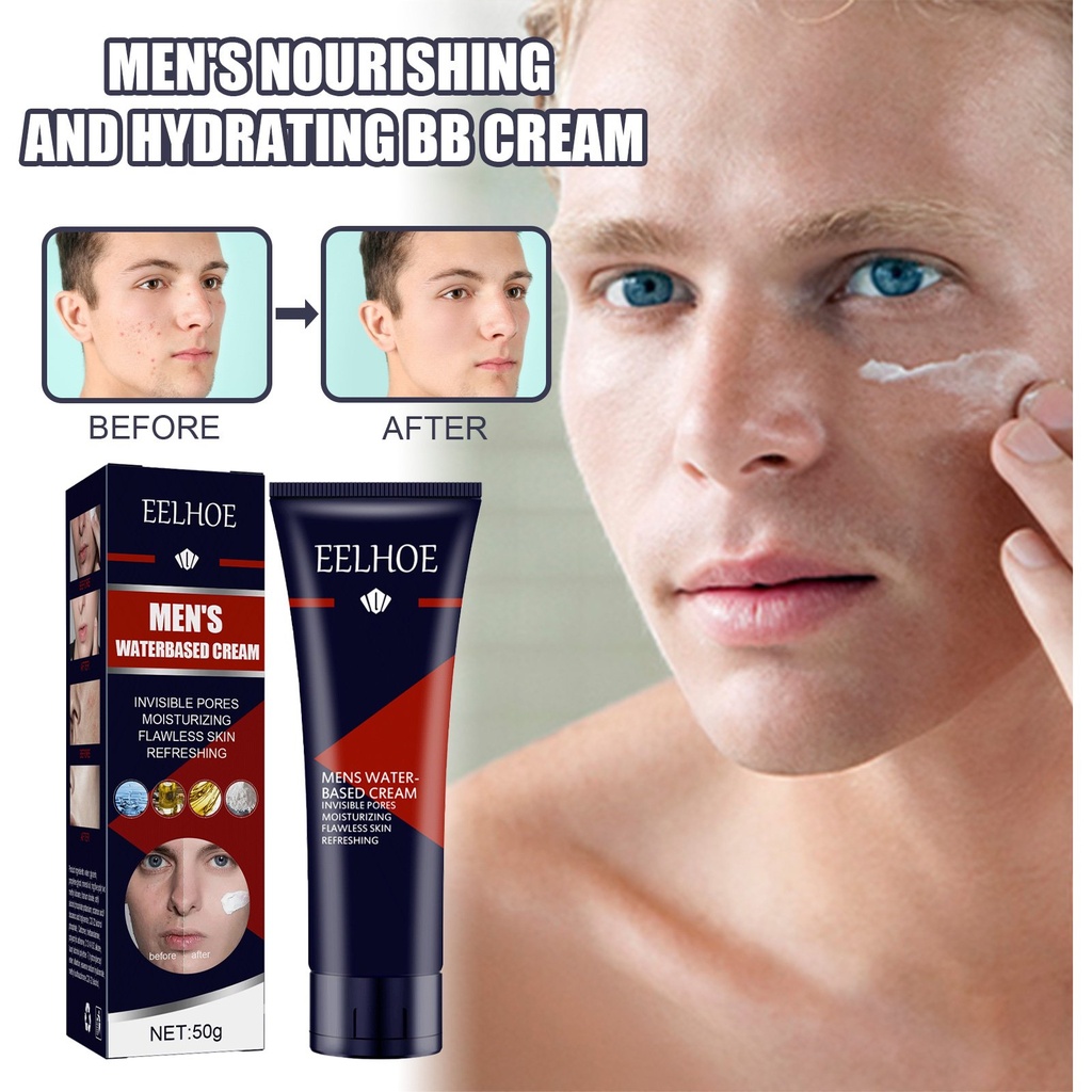 EELHOE Kem BB cho Nam, Kiểm Soát Dầu, Chống Thấm Nước, Che Khuyết Điểm, Dưỡng Ẩm và Làm Sáng Màu Da BB Kem Trang Điểm Tự Nhiên