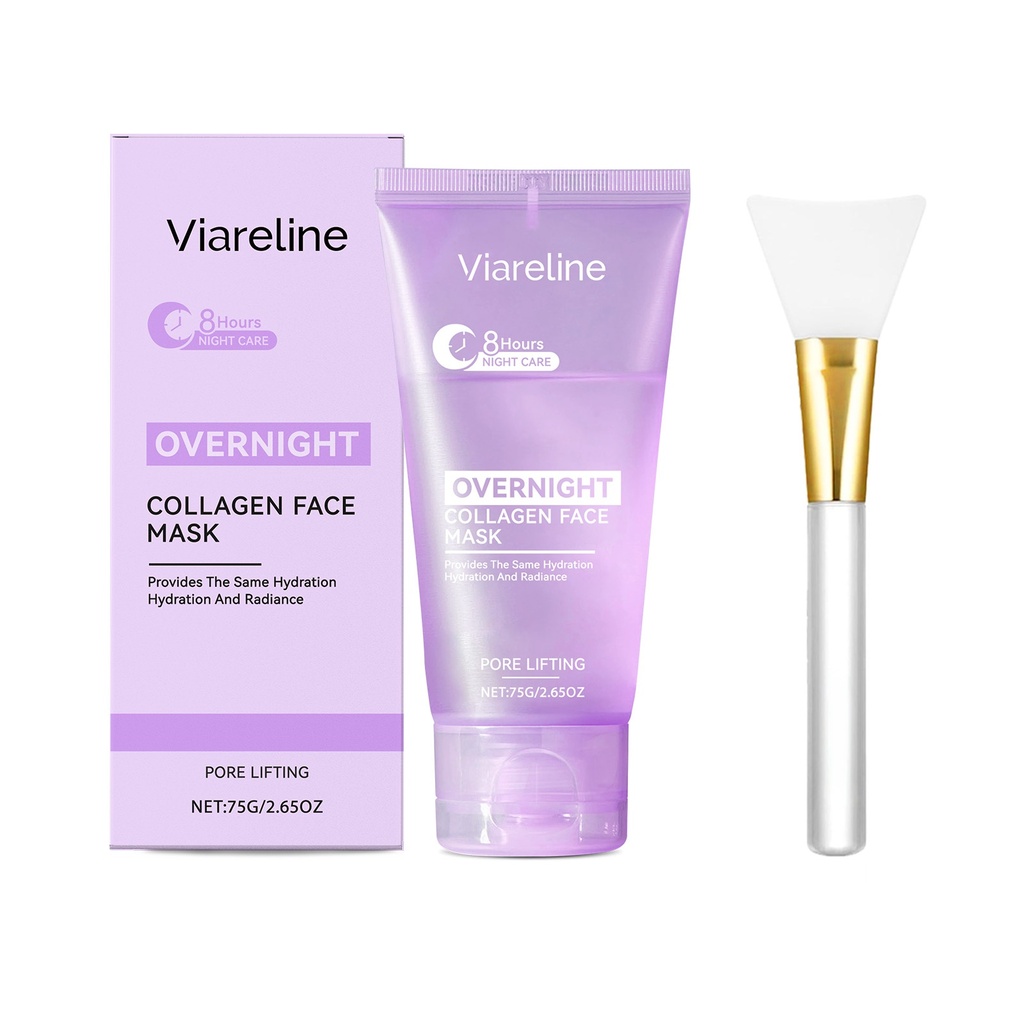 Mặt nạ dưỡng ẩm collagen Viareline (tẩy đi) (Có cọ) cung cấp độ ẩm, dưỡng ẩm nhẹ nhàng và làm mịn da mặt