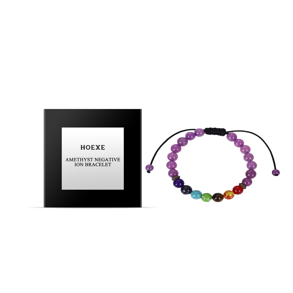 Vòng tay Amethyst Hoexe, Thời trang đơn giản Turquoise, cá tính, Vòng tay hồng pha lê Amethyst cho cặp đôi nam nữ