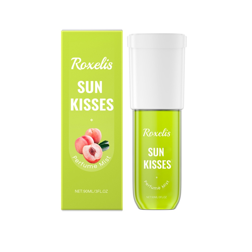 Xịt nước hoa dưỡng da vị đào của Roxelis, hương tươi mát tự nhiên, nhẹ nhàng, giữ lâu, phô bày một bầu không khí quyến rũ