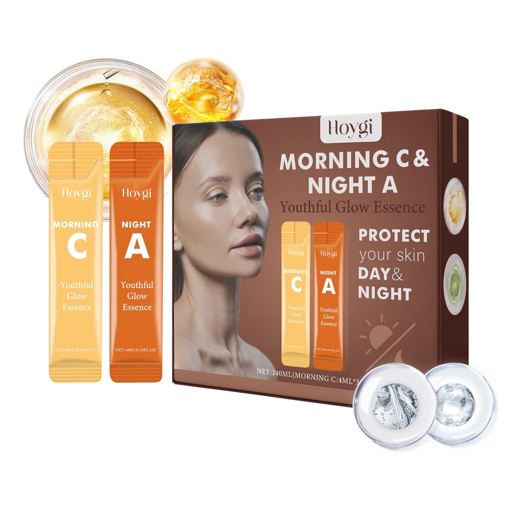 Tinh chất đôi sớm C muộn A Hoygi làm sáng các nếp nhăn mịn trên khuôn mặt làm sáng và cấp ẩm cho da.