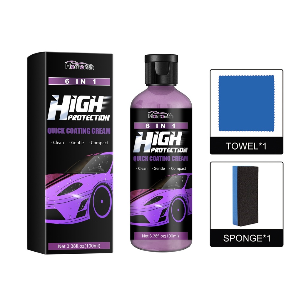 Homonth 6 Trong 1 Kem Phủ Nhanh, Vệ Sinh Đa Chức Năng Ô Tô, Bảo Trì Bụi Kính, Đánh Bóng, Phục Hồi Chất Phủ