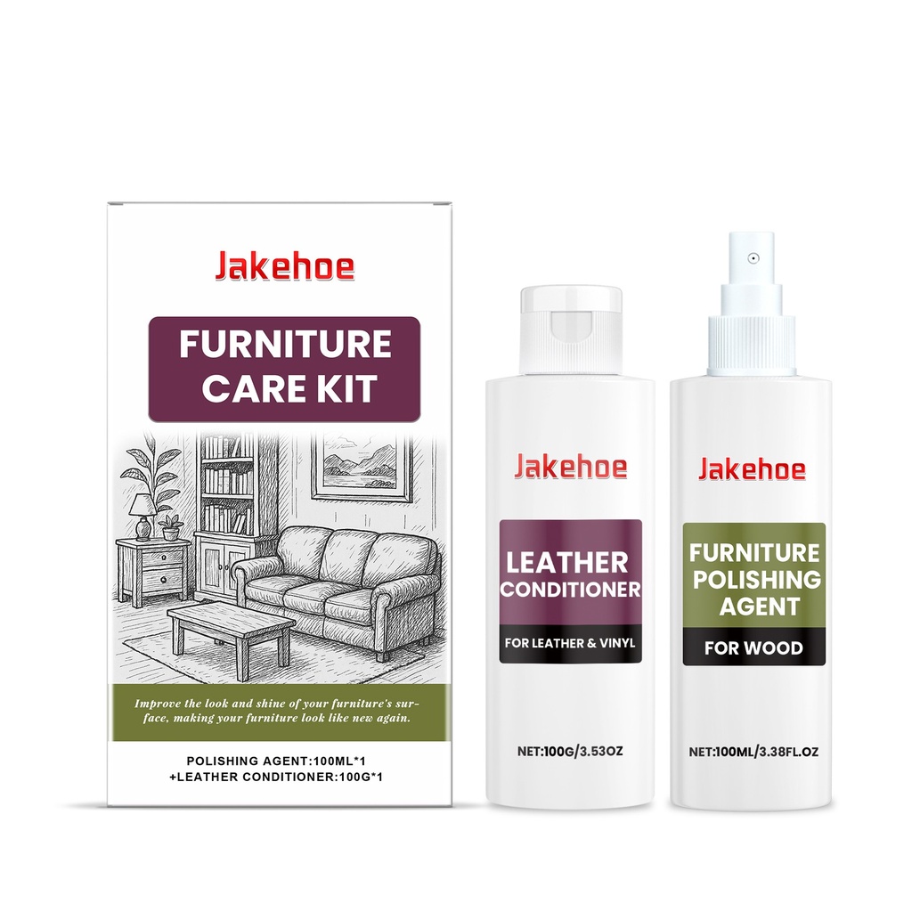 Bộ chăm sóc đồ nội thất Jakehoe Bộ chăm sóc đồ nội thất gỗ và da Đánh bóng và bảo trì di động